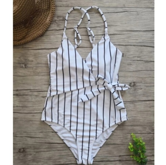 Summer SALE!!! Stripped Wrap Onepiece Swimsuit - Picture 2 of 6